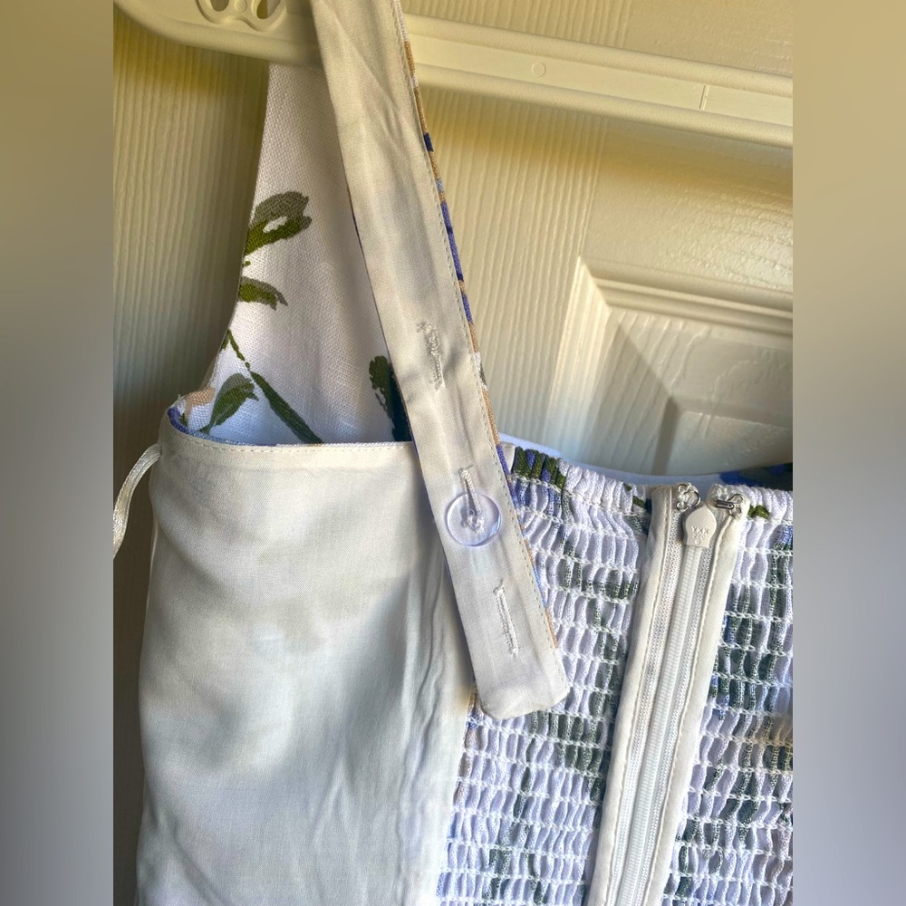 New Reformation Janu Linen Midi Dress - Serenity Blue White Floral size 4 - Picture 12 of 15